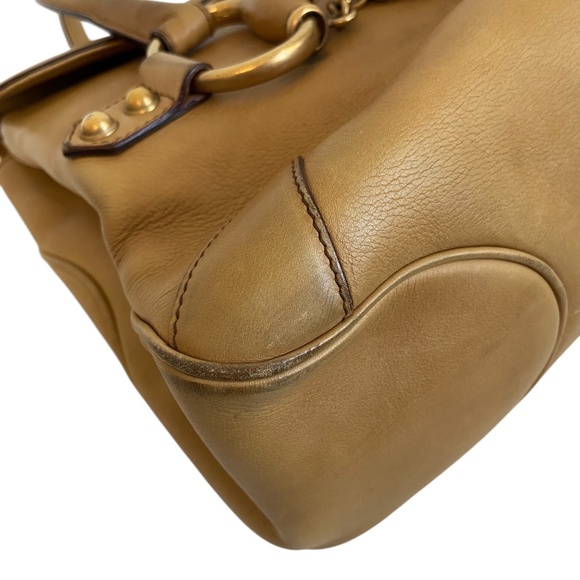 Gucci w/ COA Horsebit Chain Leather Shoulder Bag - Camel Tan - Authentic Satchel - Picture 7 of 16